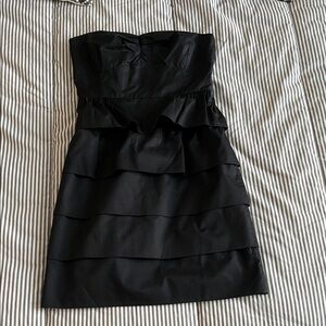 NWT J. Crew Black Strapless Tiered Dress, 0